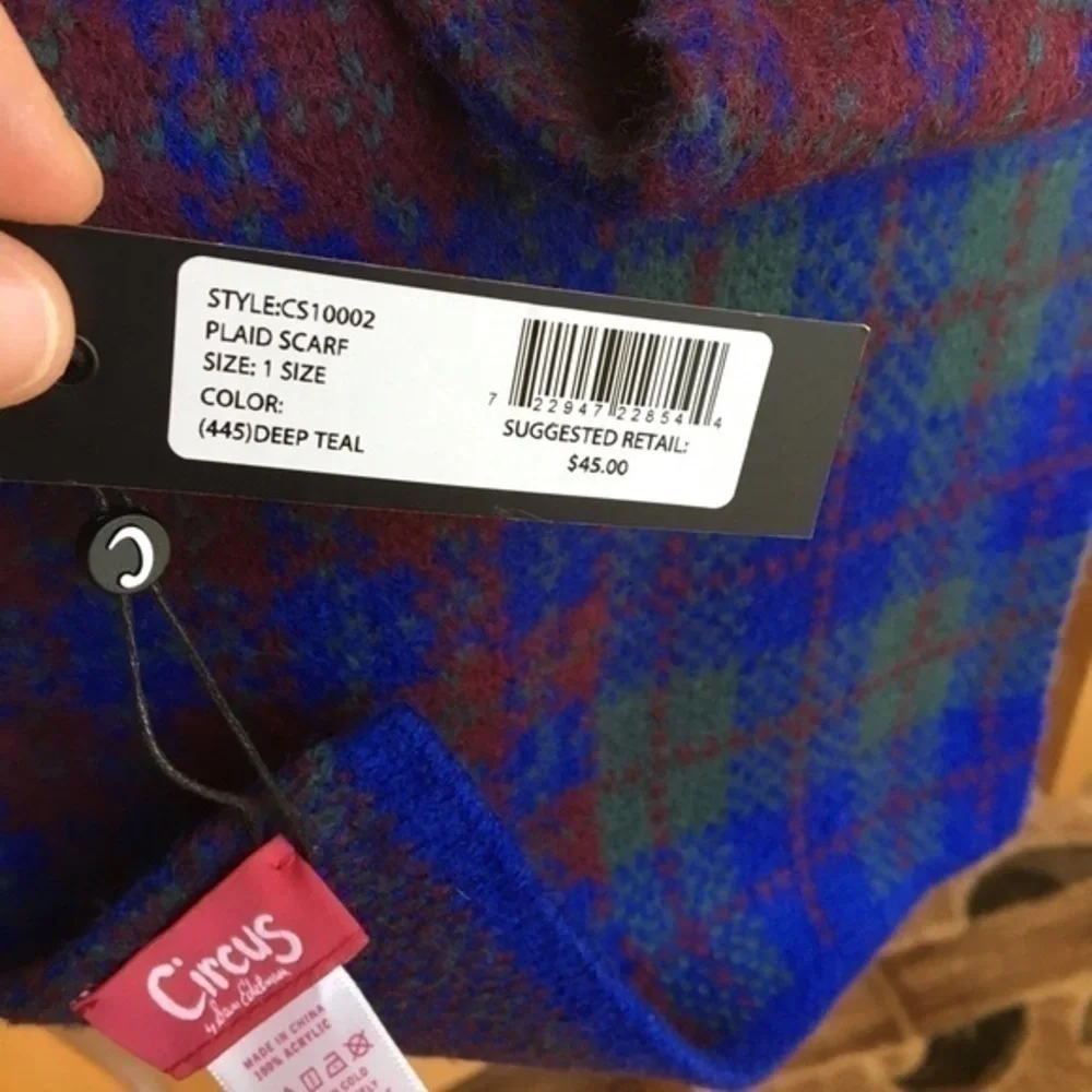 NWT Circus by Sam Edelman Deep Teal Plaid Scarf
